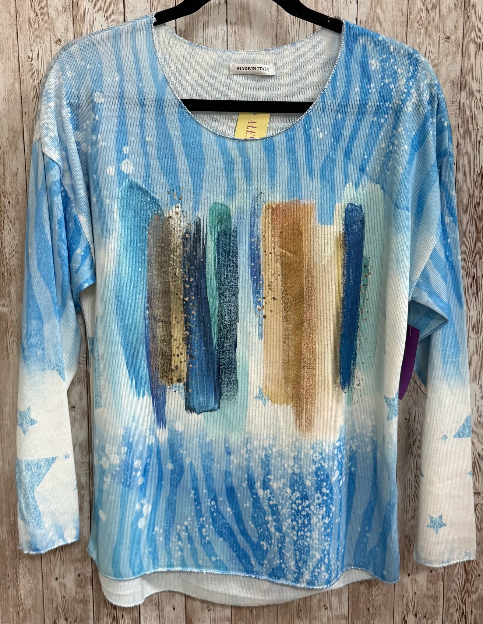Size M MADE IN ITALY Blue Print Sweater