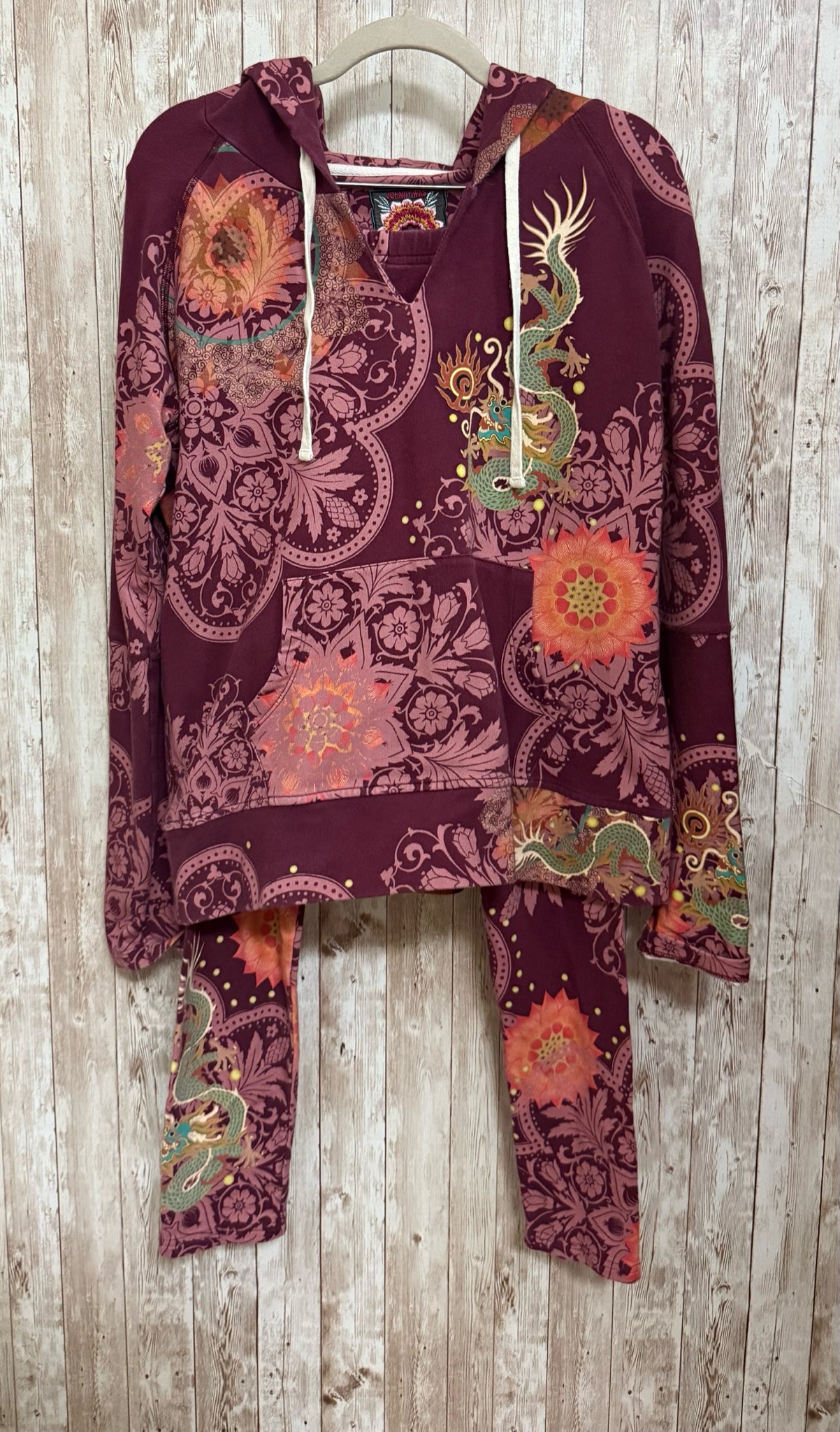 JOHNNY WAS Size S PURPLE FLORAL 2 PC PANT SET