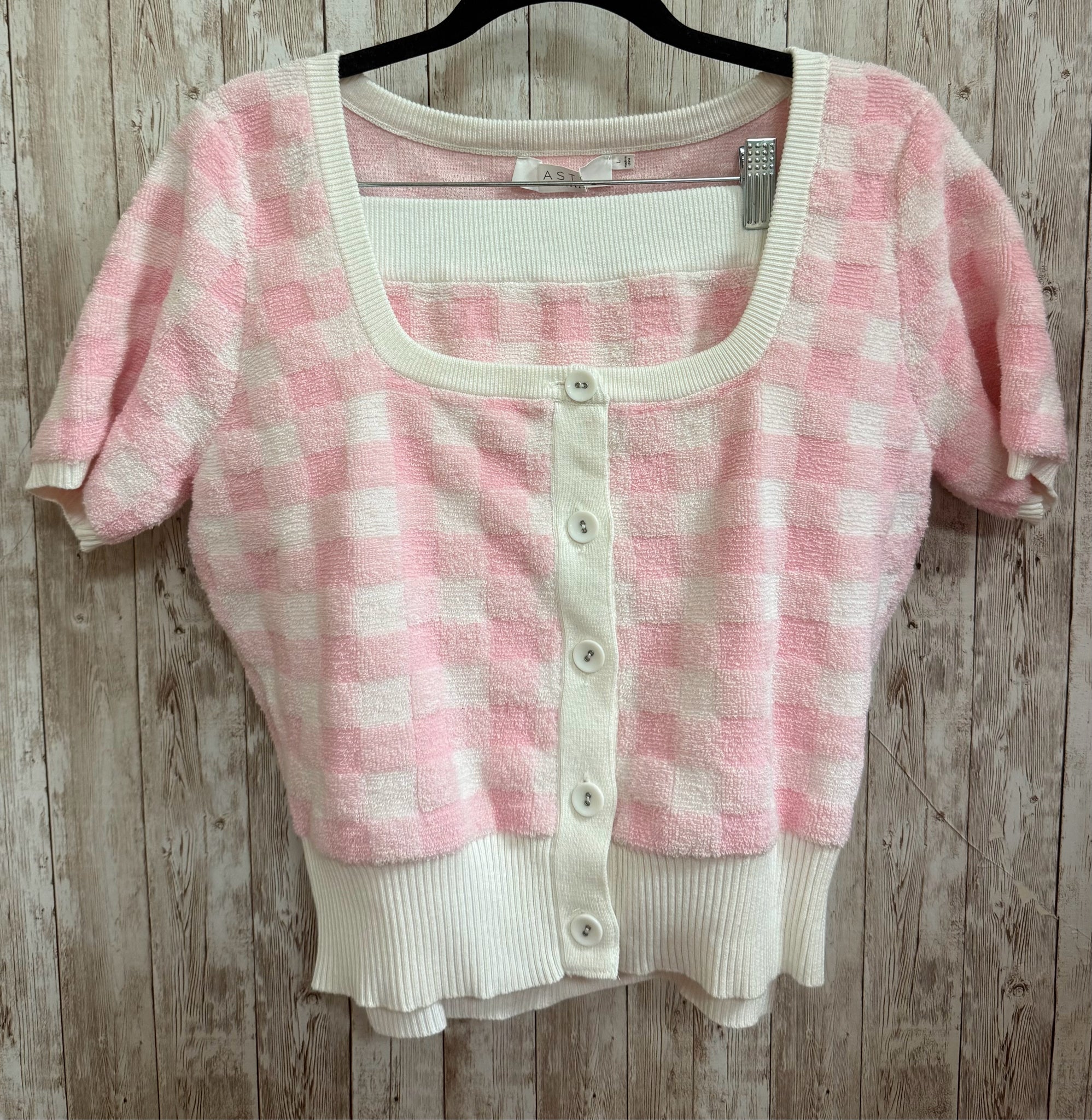 Size L ASTR PINK AND WHITE CHECKED 2 PC SET