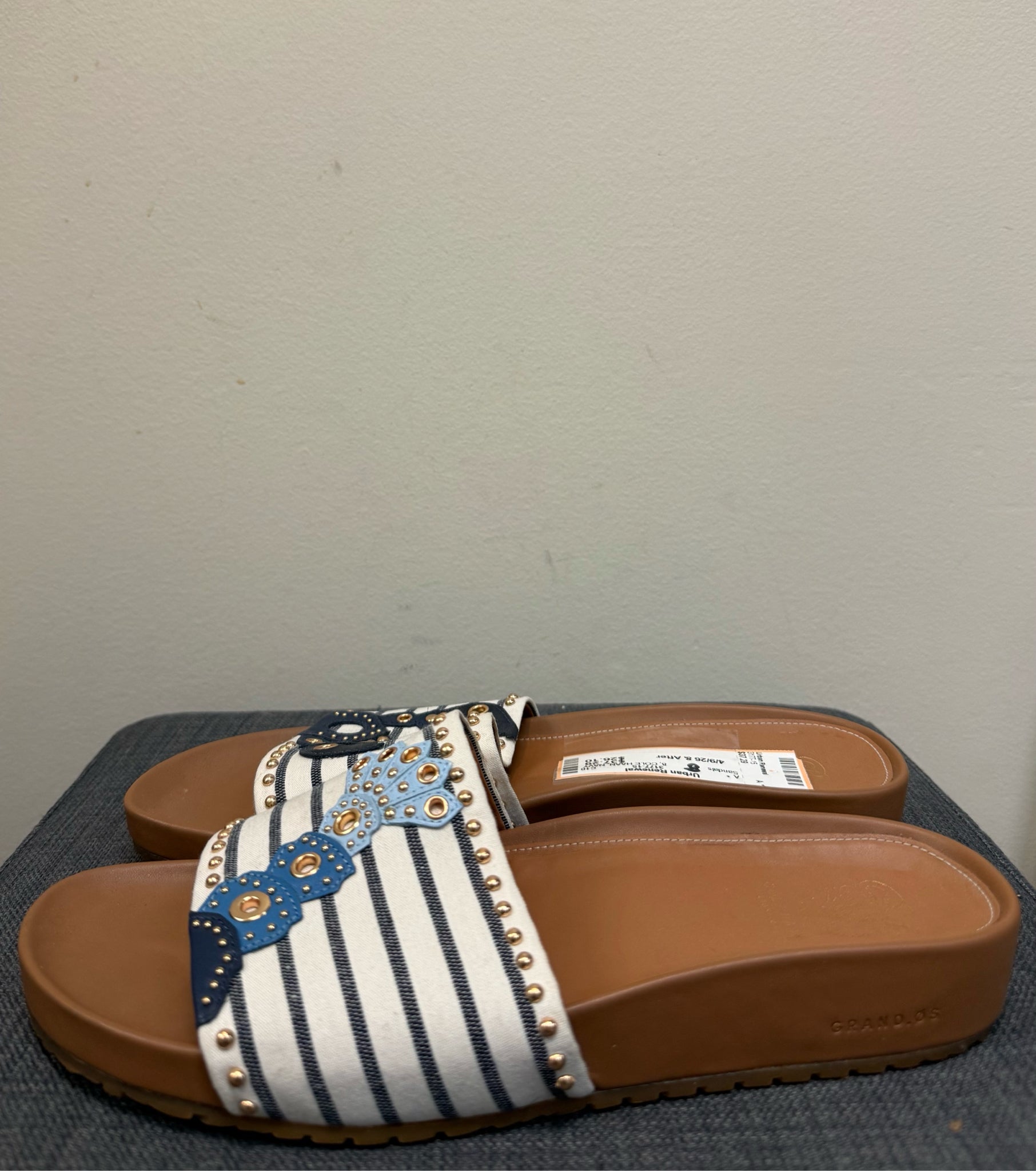 8 COLE HAAN NAVY AND IVORY Sandals