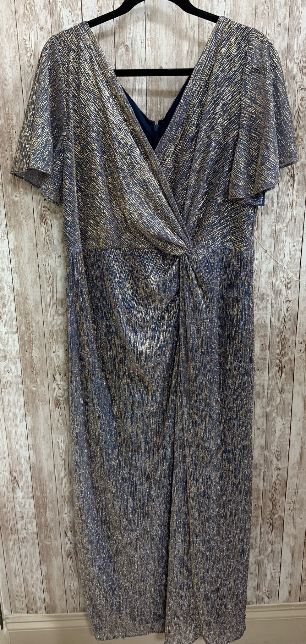 Size 14 ALEX EVENINGS BLUE AND GOLD Dress