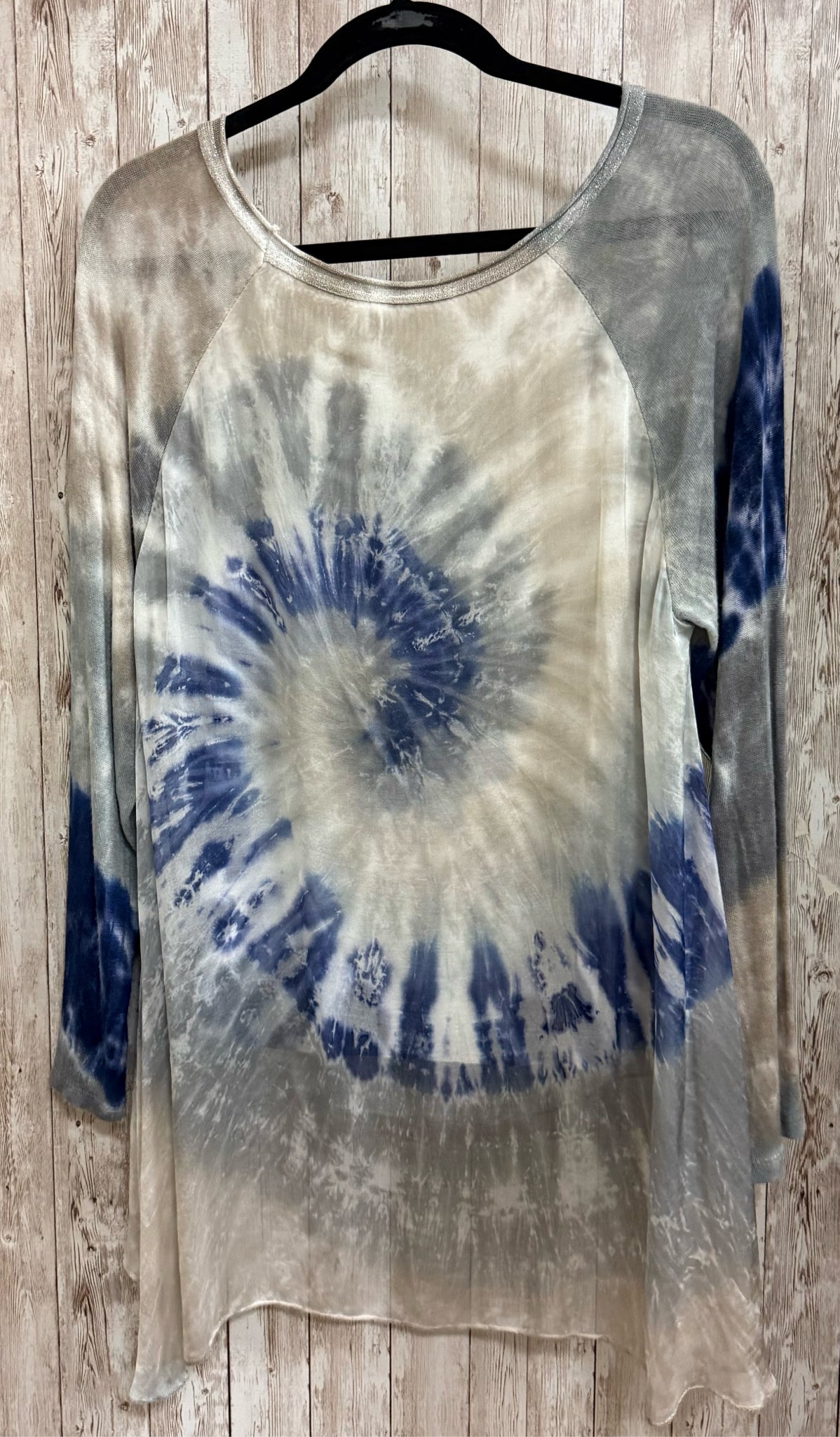 Size One Size MADE IN ITALY GREY AND BLUE PRINT Top