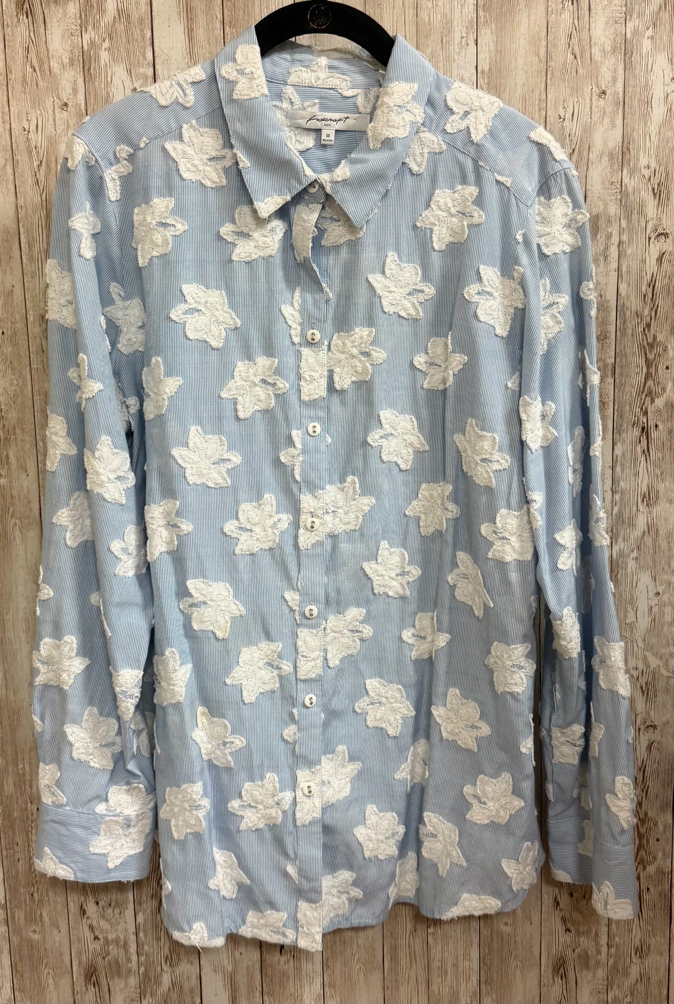 Size 14 FOXCROFT BLUE STRIPE Blouse
