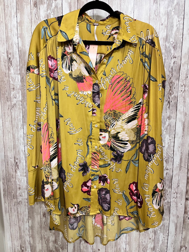 FREE PEOPLE Size M MUSTARD FLORAL Blouse