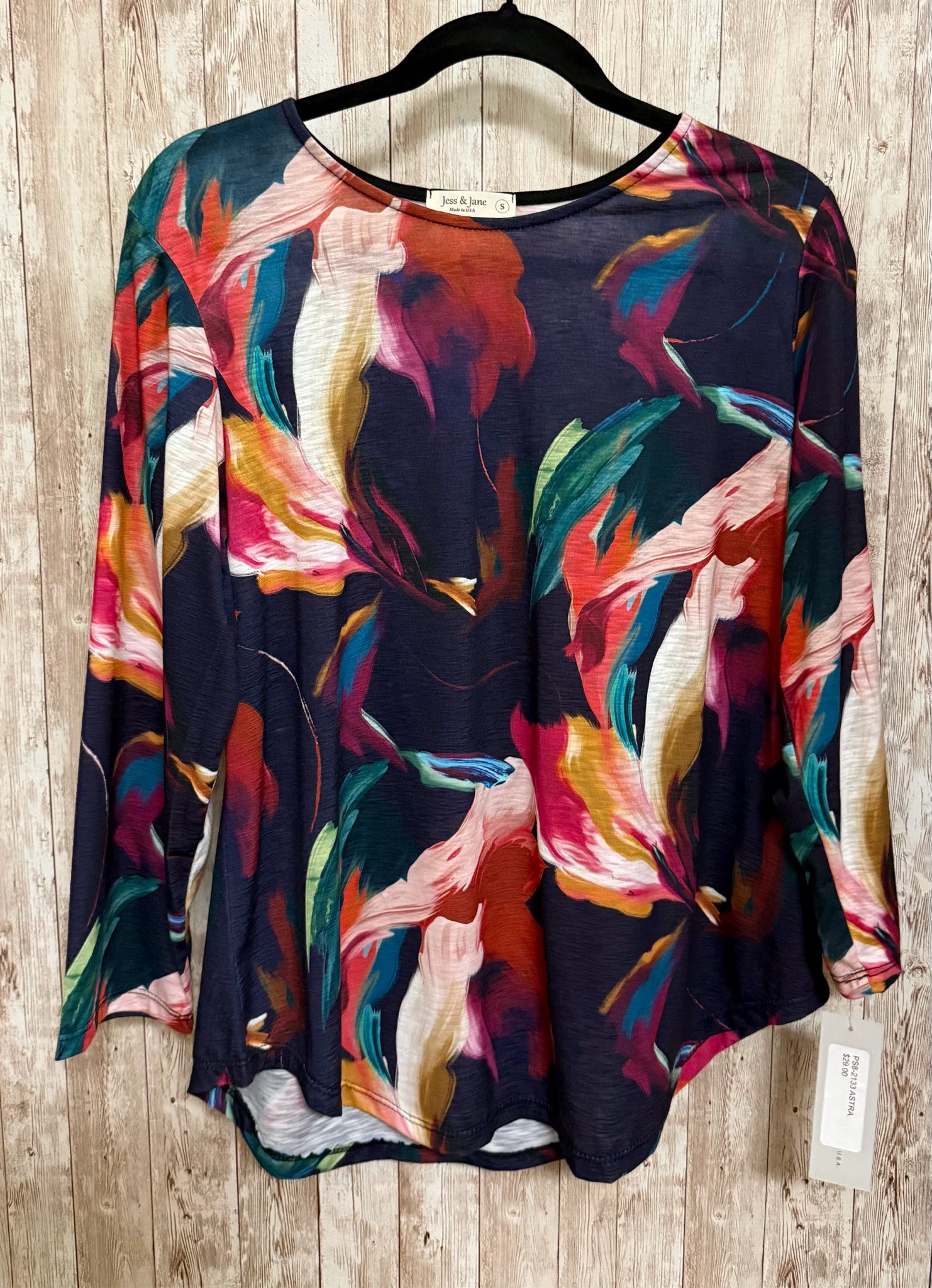 JESS & JANE Size S Purple Print Top