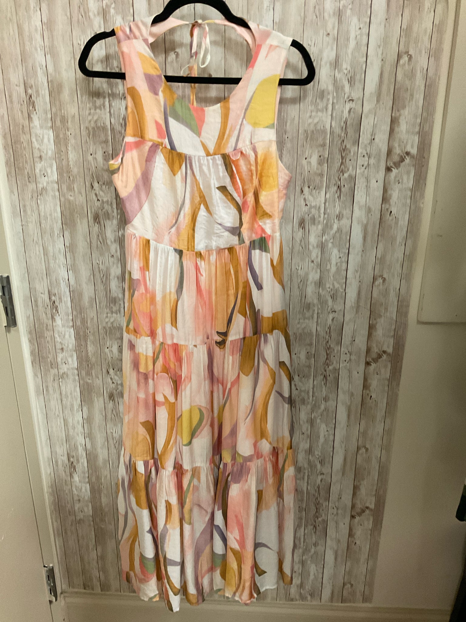 Size M FAB'RIK BEIGE AND YELLOW PRINT Dress