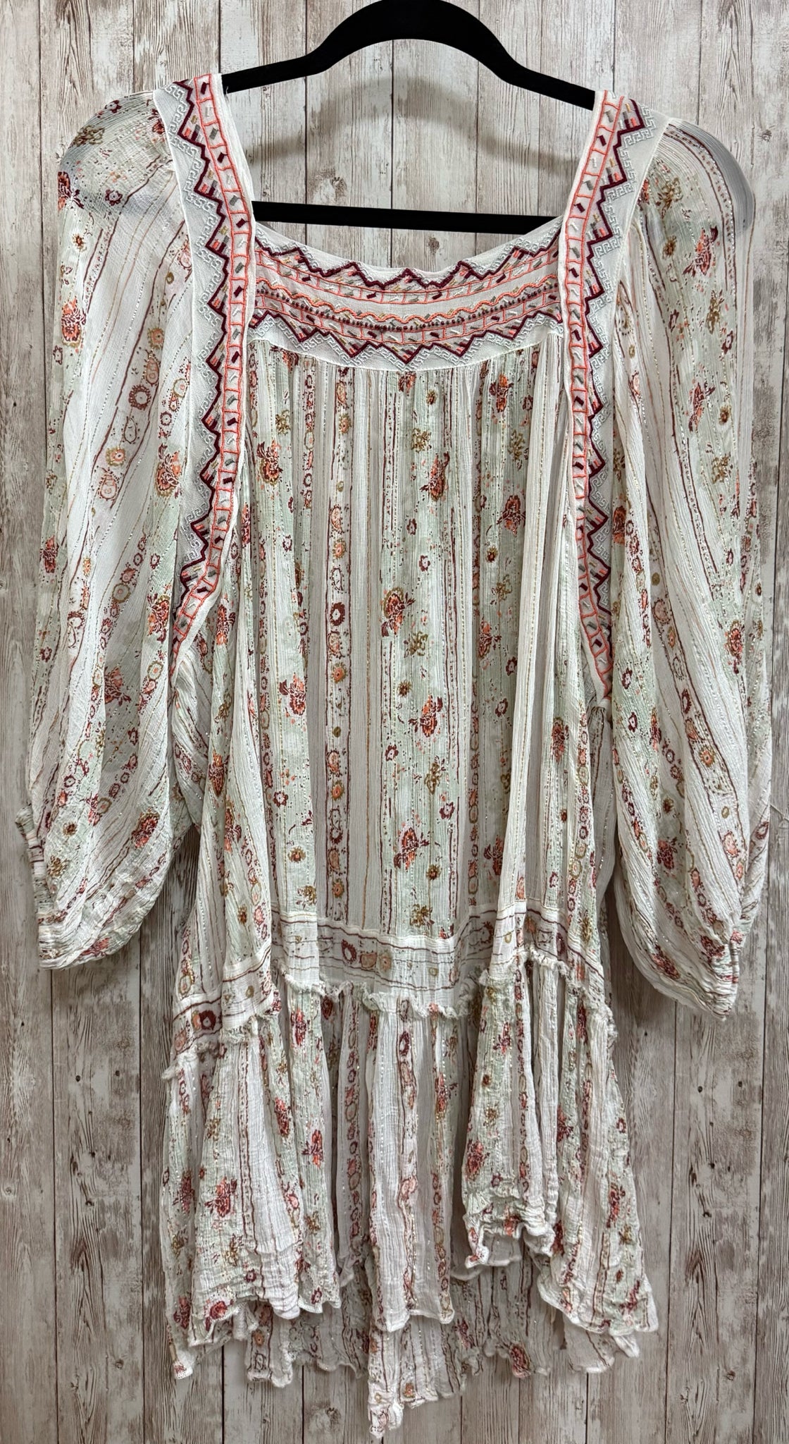 FREE PEOPLE White Print Women Size L Tunic
