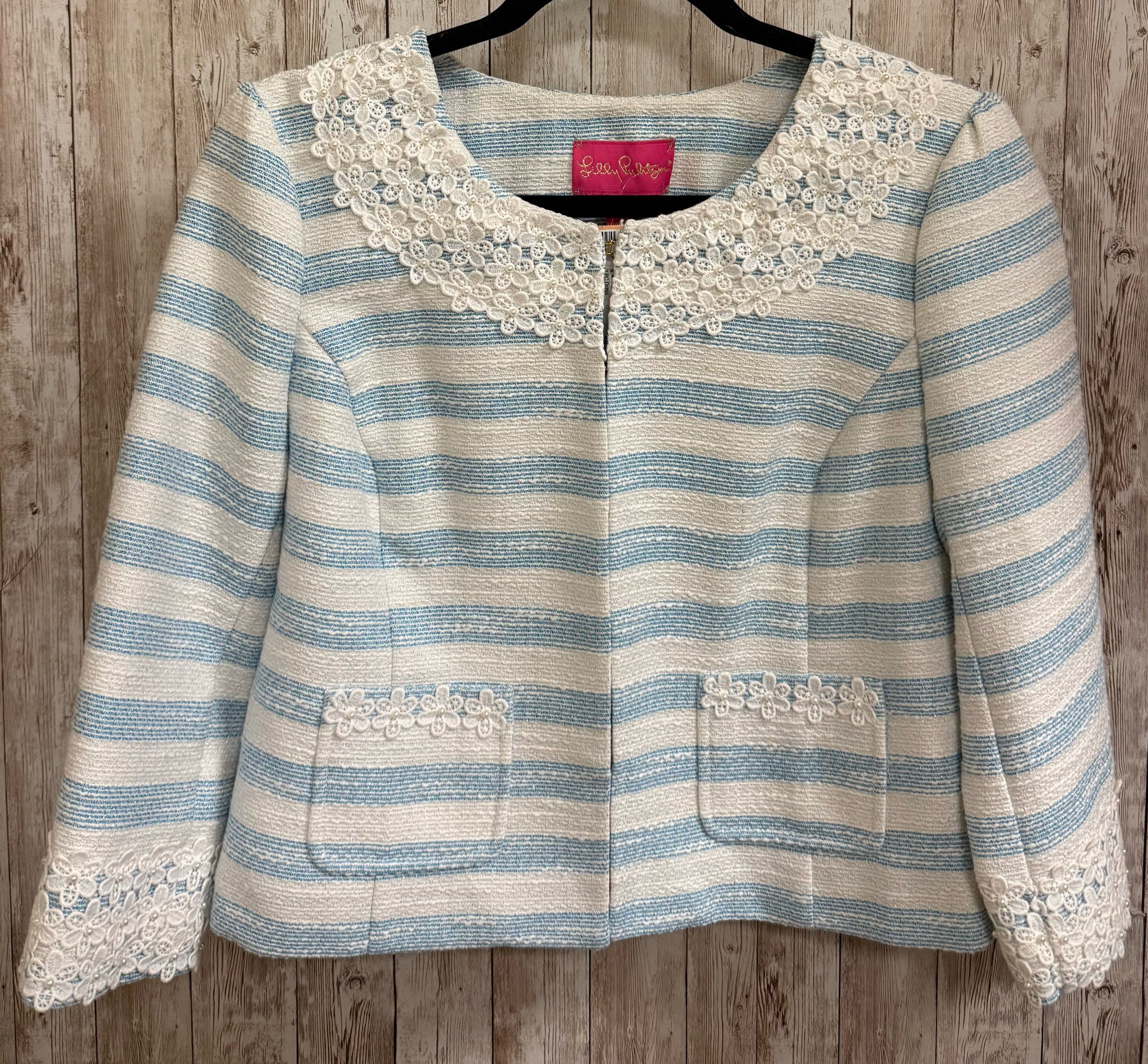 Size 6 LILLY PULITZER WHITE AND BLUE STRIPE 2 PC Dress