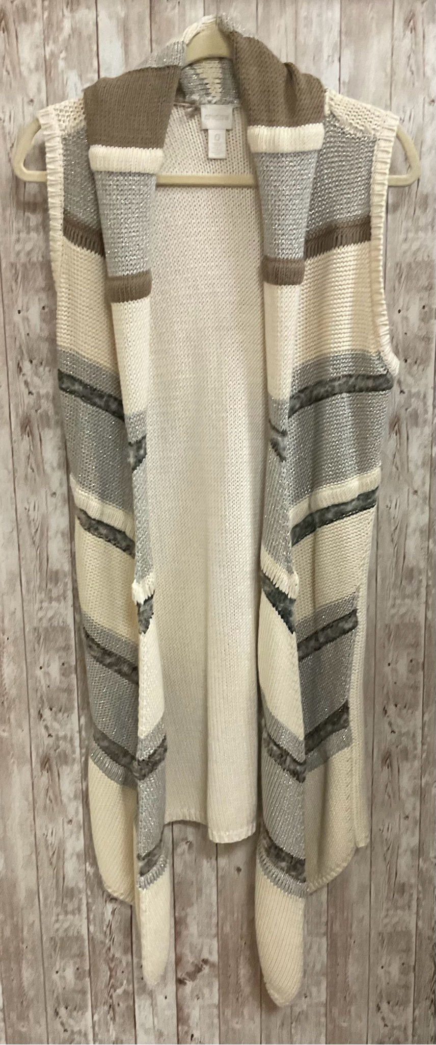 Size S CHICO'S Beige Stripe Vest