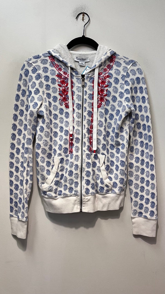 Size XS LUCKY BRAND BEIGE AND BLUE PRINT Jacket