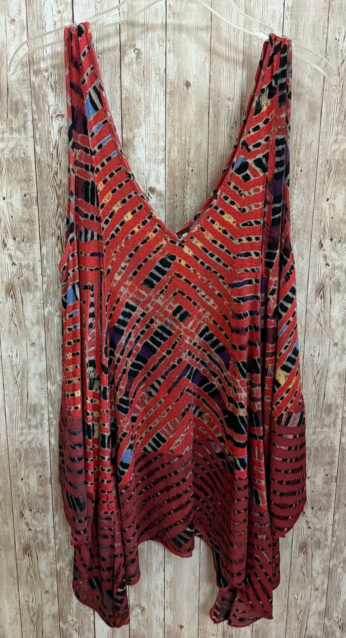 Size M FREE PEOPLE Red Print Top