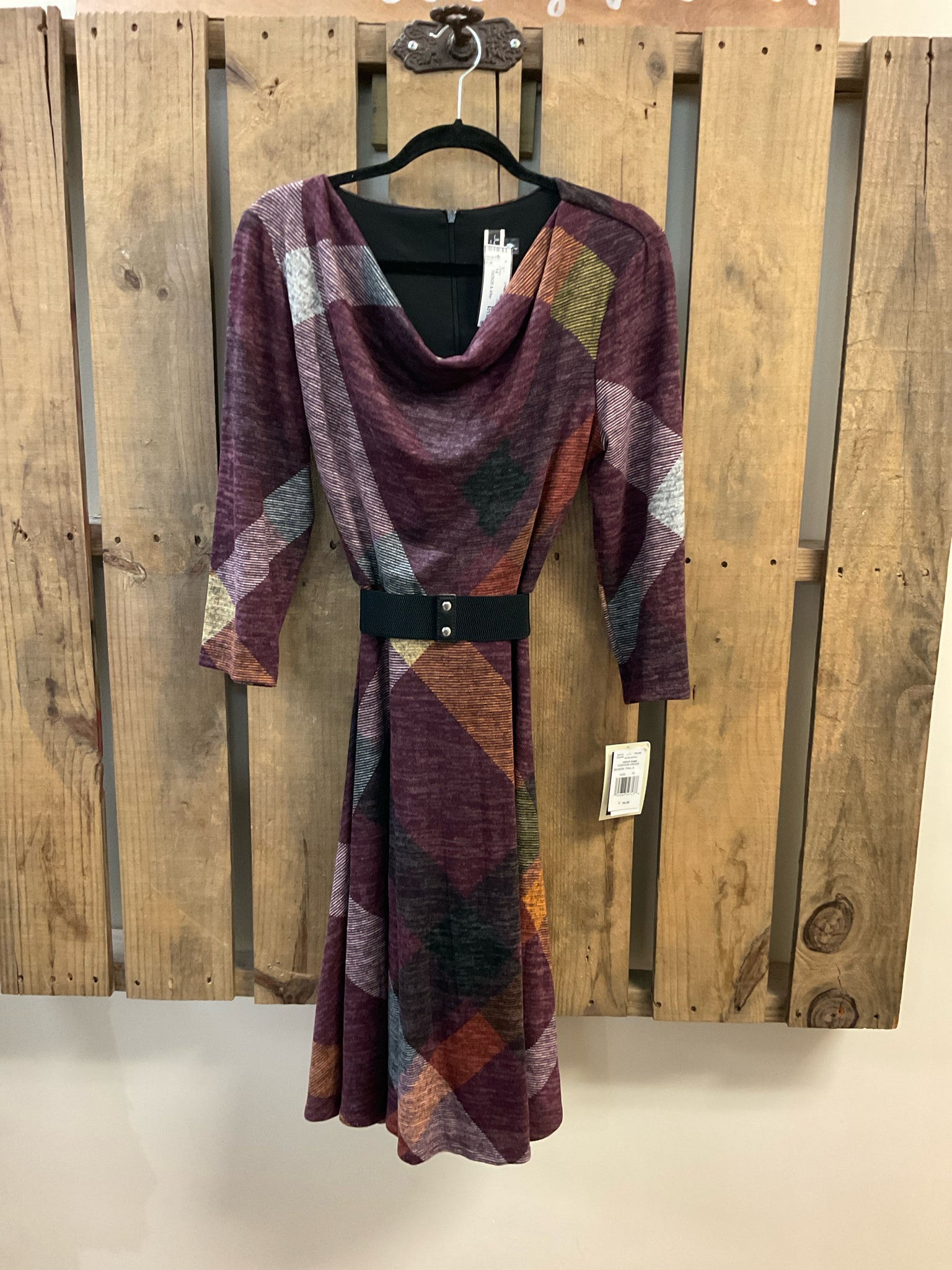 Size 14 JULIAN TAYLOR BURGUNDY PRINT Dress