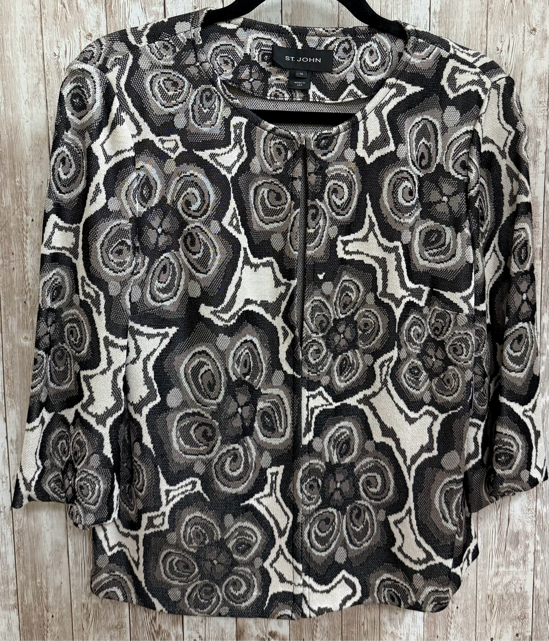 Size 10 ST.JOHN BROWN AND BEIGE PRINT Jacket