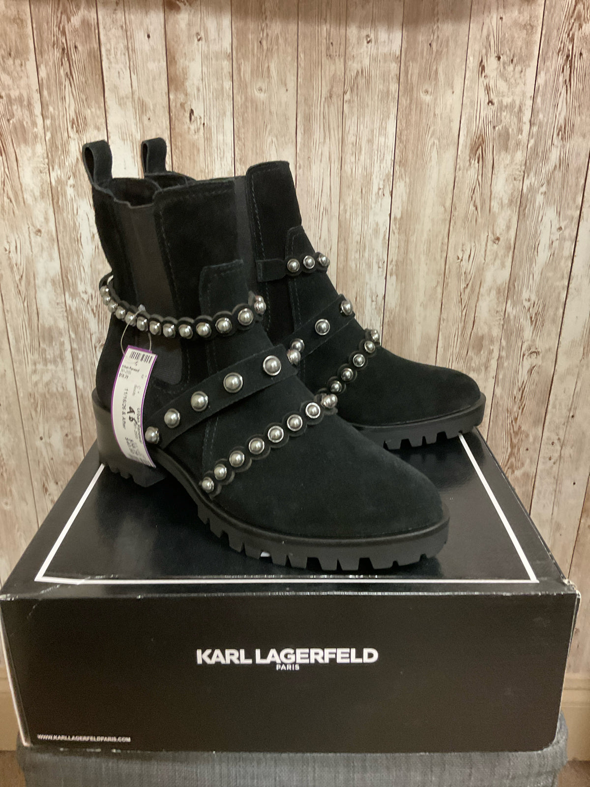 9.5 KARL LAGERFELD Black Boots