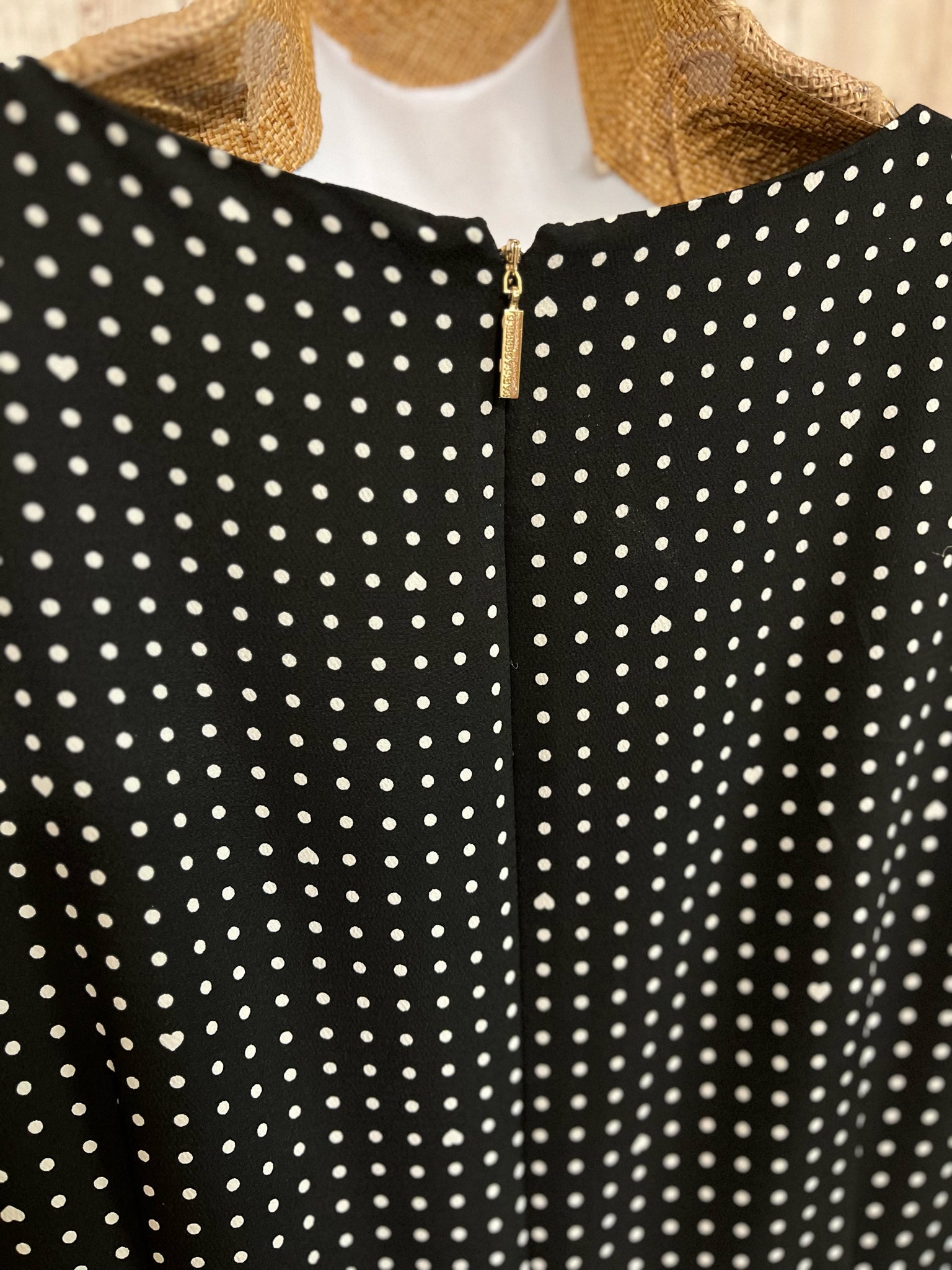 KARL LAGERFELD Size 8 BLACK AND WHITE POLKA DOT Jumper
