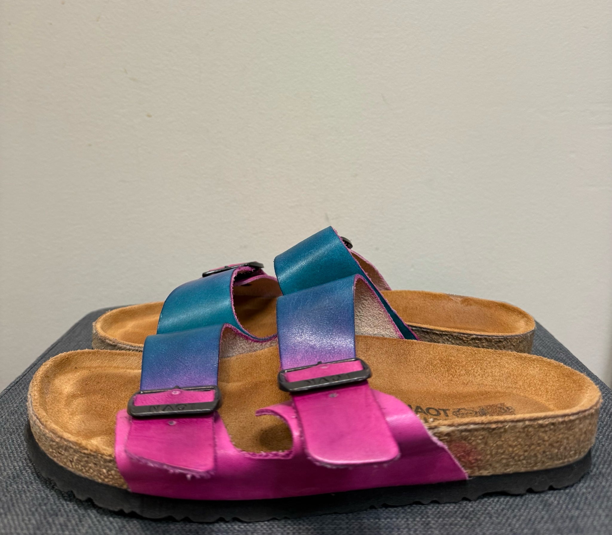 7.5 NAOT PINK AND BLUE Sandals