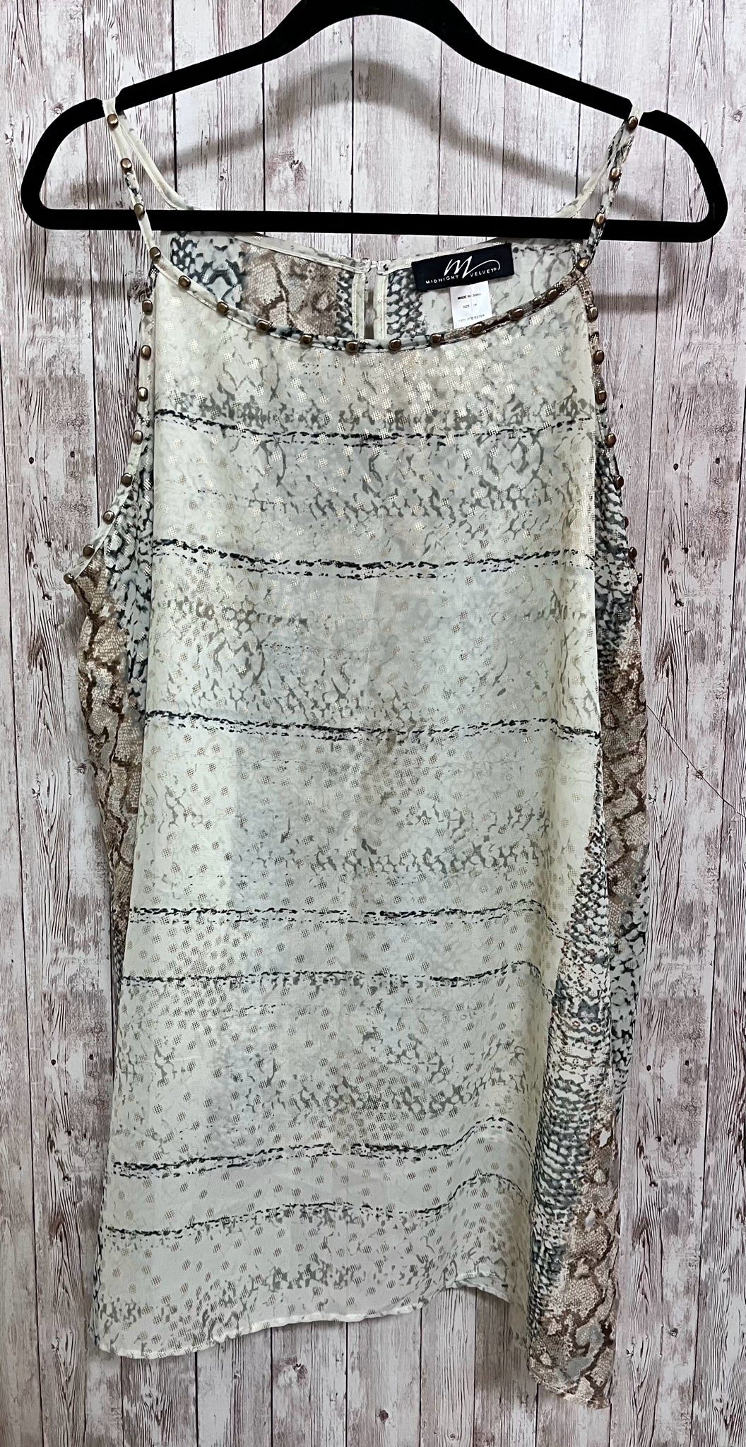 MIDNIGHT VELVET Size 1X TAN PRINT Top