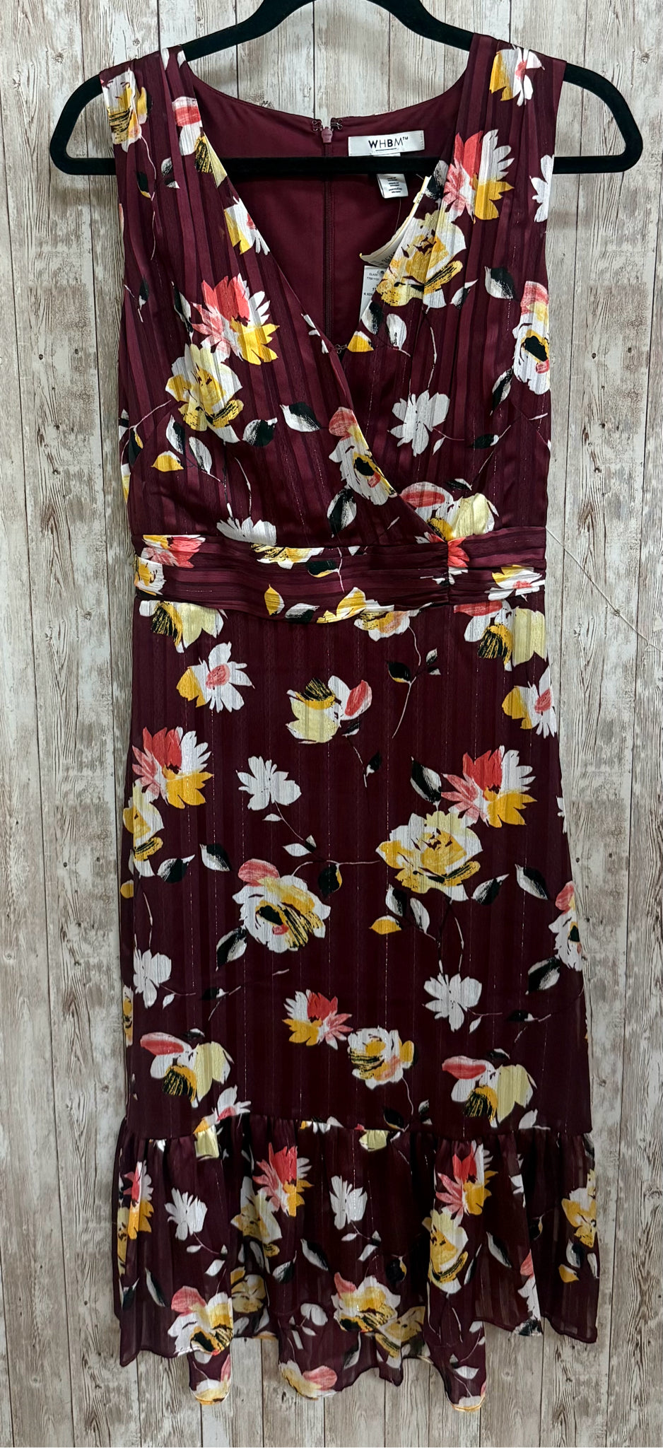 Size 6 WHBM BURGUNDY FLORAL Dress