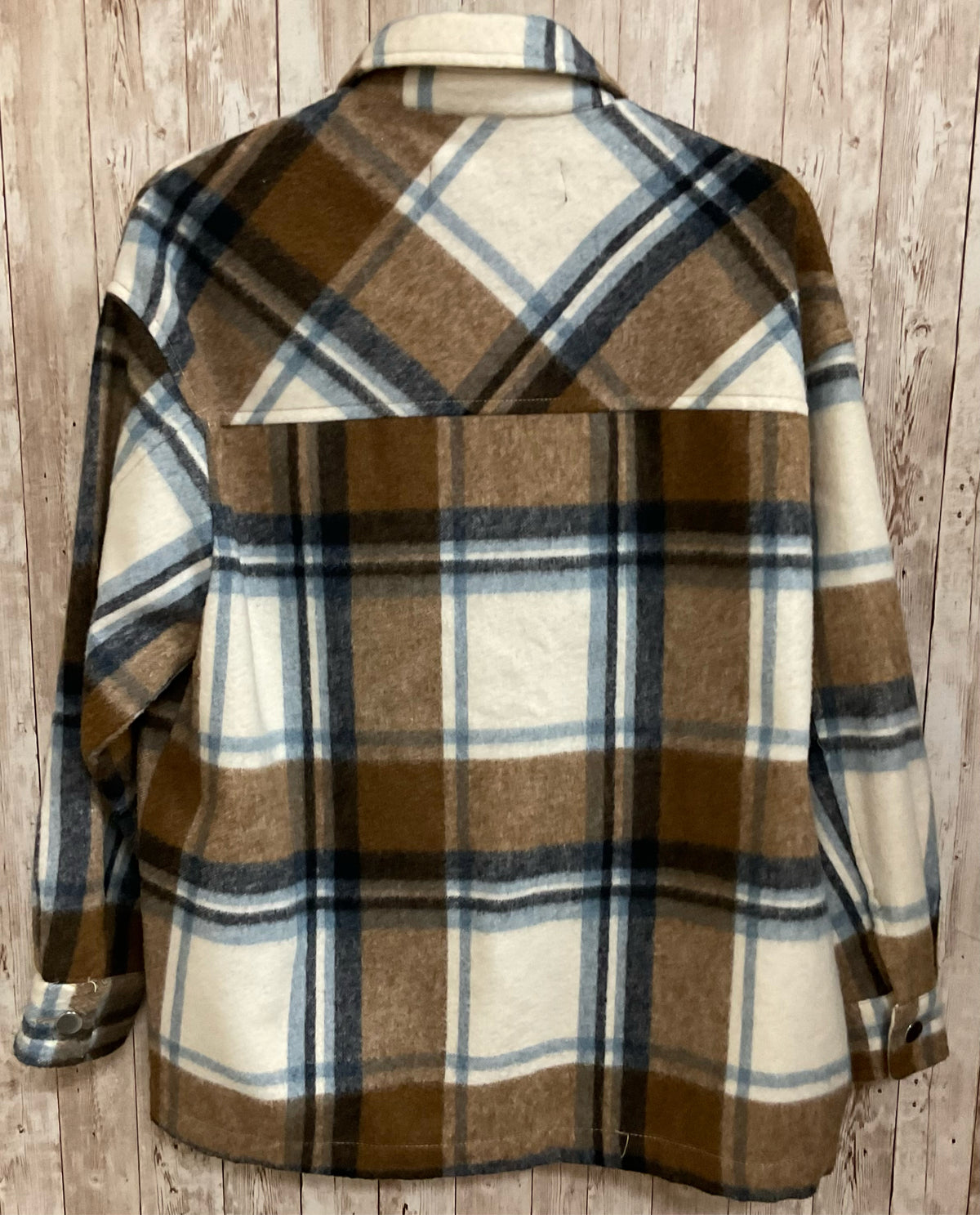 Size S ZARA TAN AND BLUE PLAID SHACKET