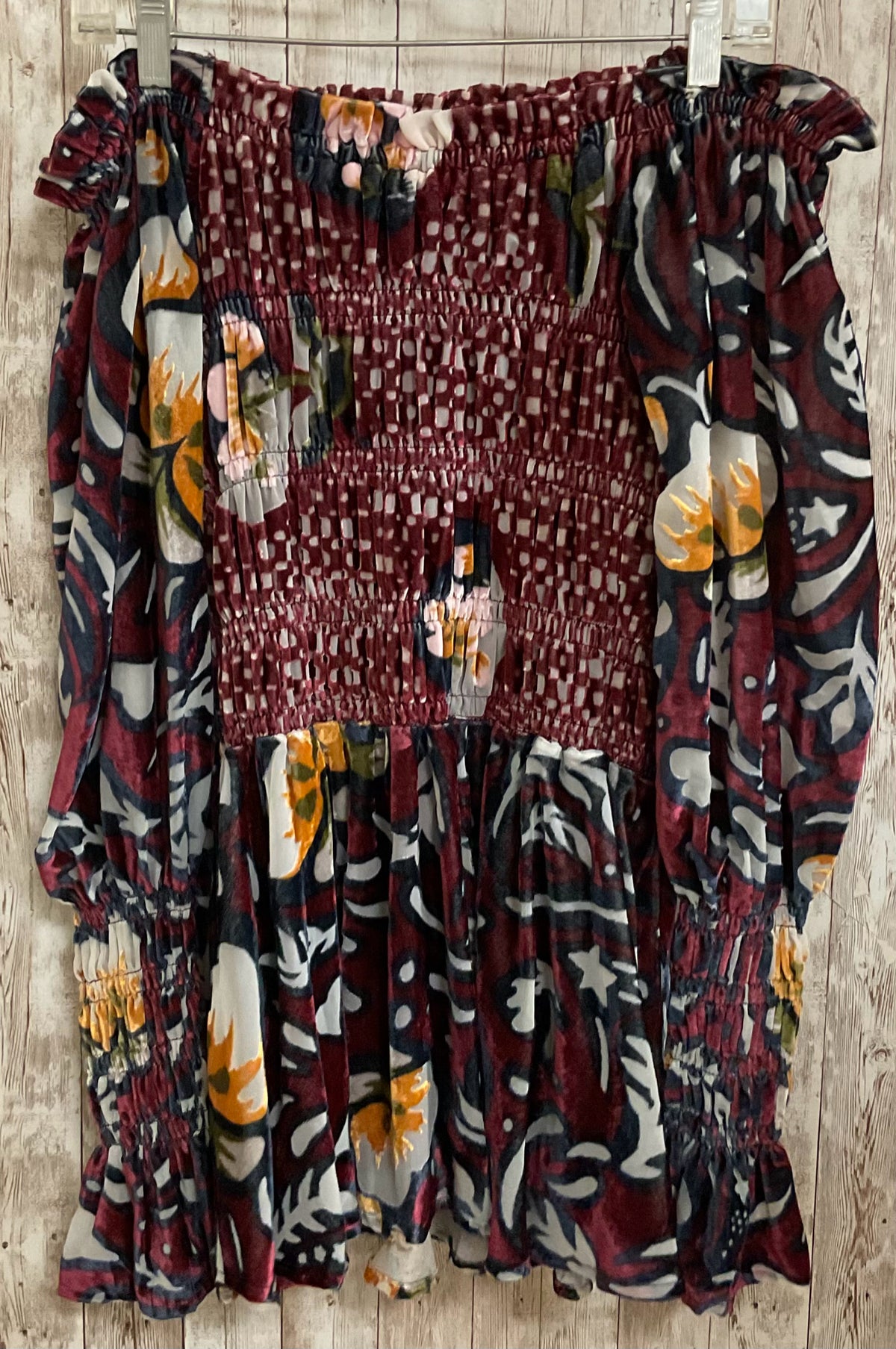 Size XS FREE PEOPLE BURGUNDY PRINT Dress