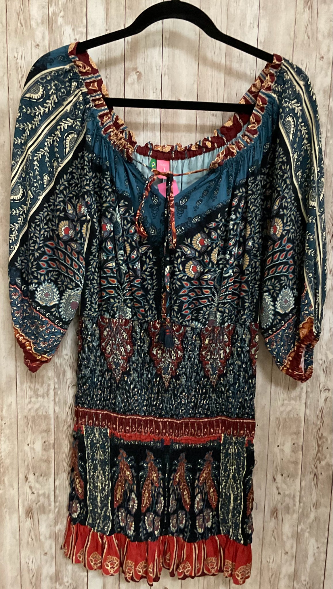 Size M FARM RIO Blue Print Dress