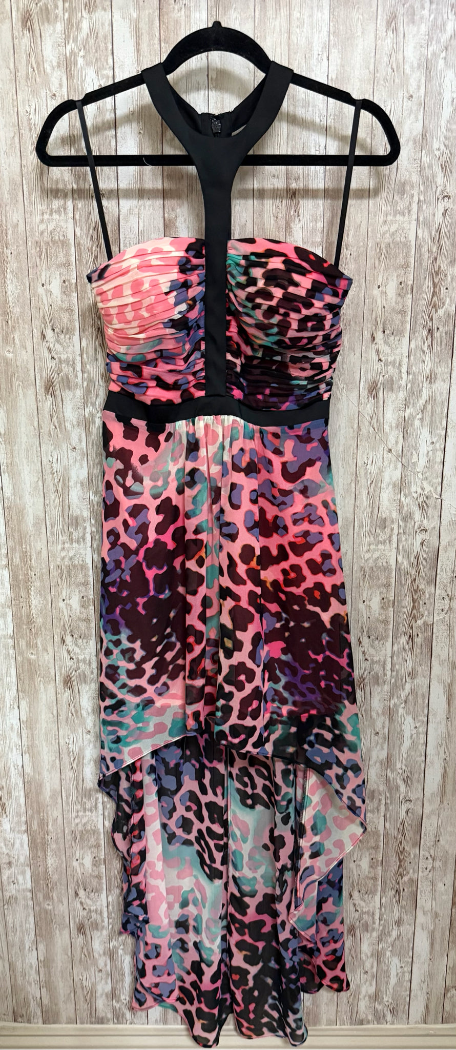 BEBE Size 6 PINK & ANIMAL Dress