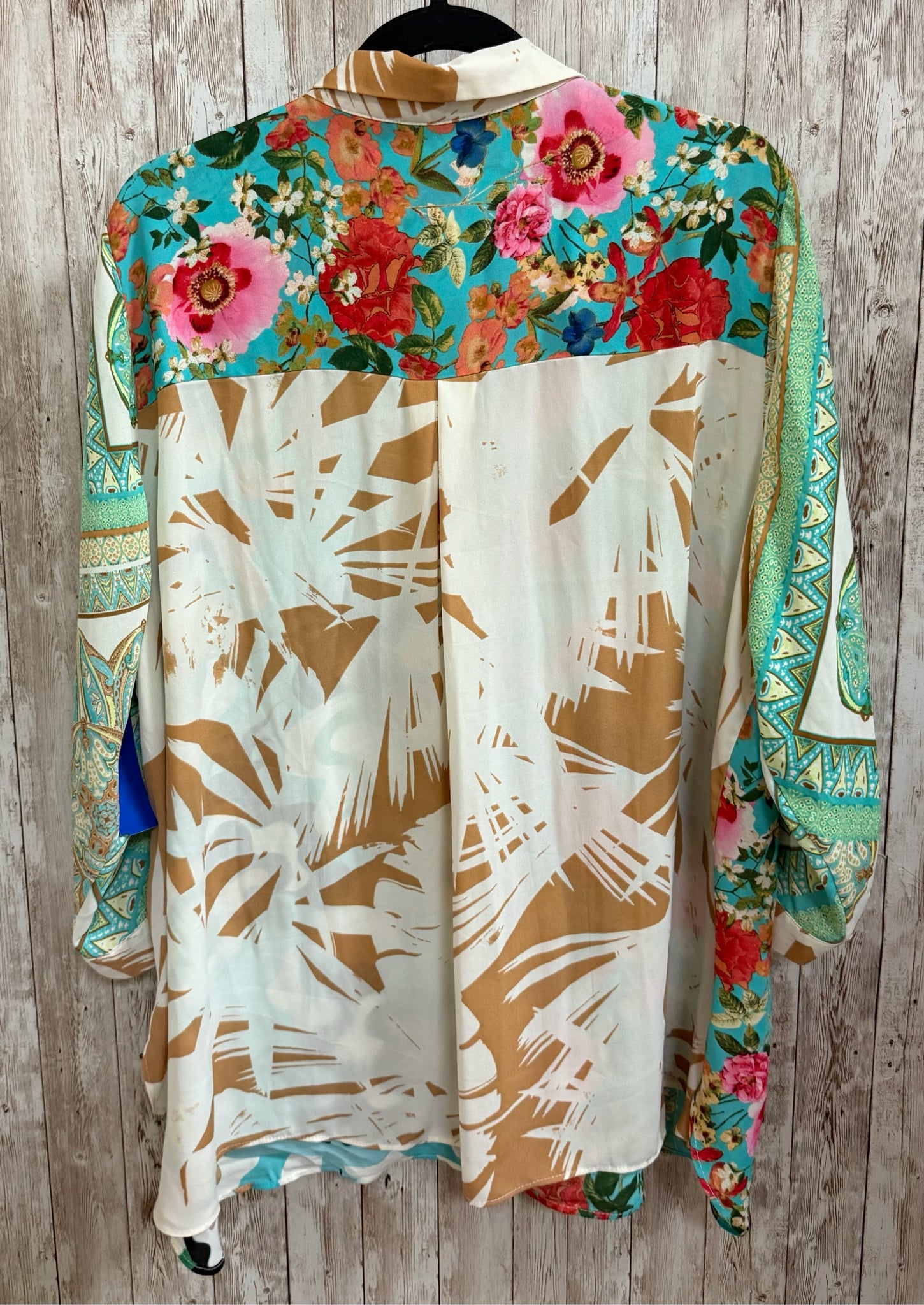 Size 2X ROSE & OLIVE GREEN MULTI Top