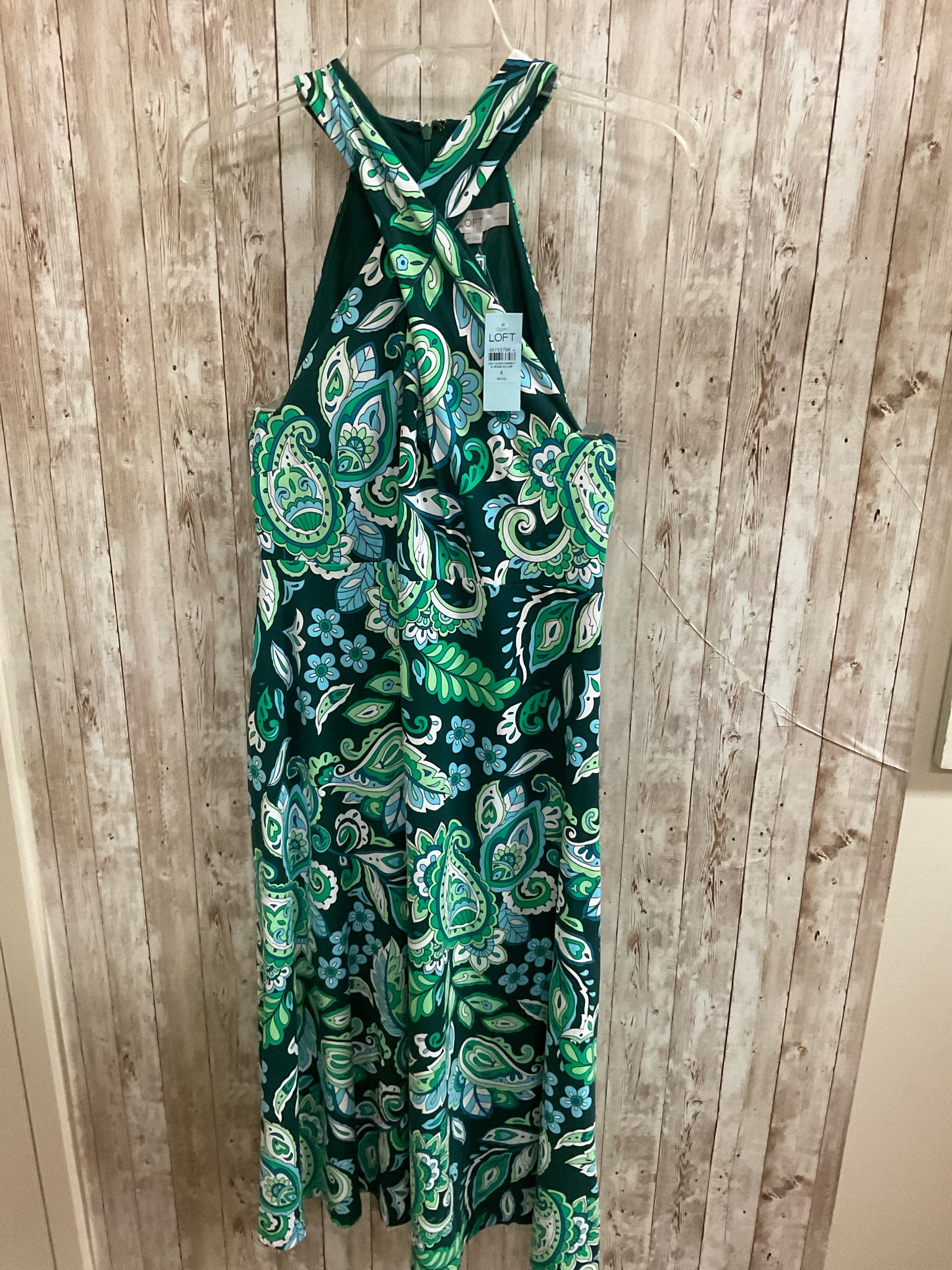 Size 4P LOFT GREEN PLAID Dress