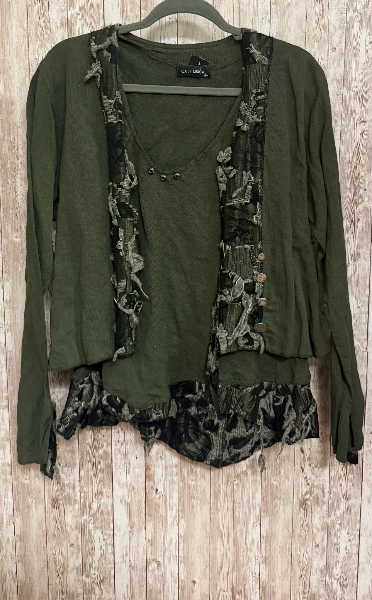 Size M CATY LESCA Olive 2 PC Top