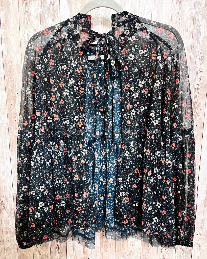 Size S FREE PEOPLE NAVY FLORAL Top