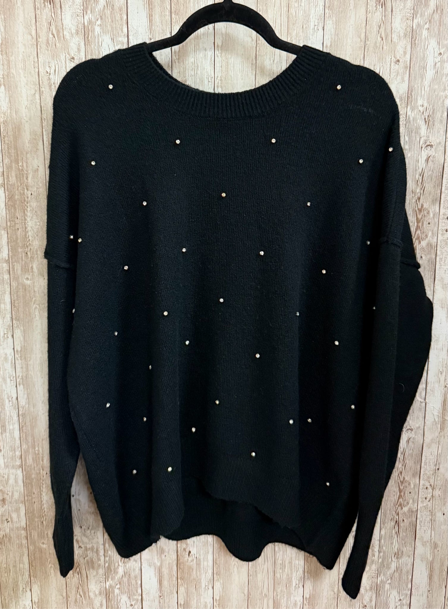 Size L CECE BLACK WITH RHINESTONES Sweater