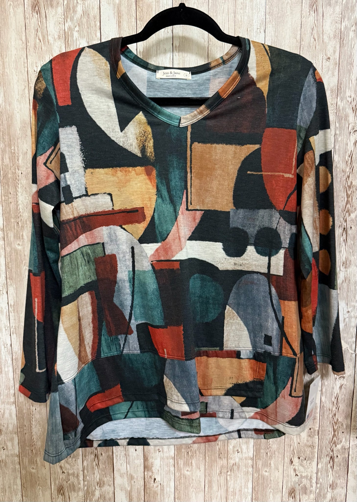 JESS & JANE Size S Black Print Top