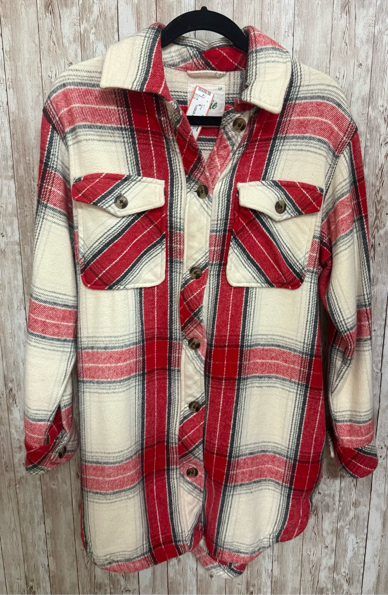 AERIE Size S RED AND CREAM PLAID Jacket