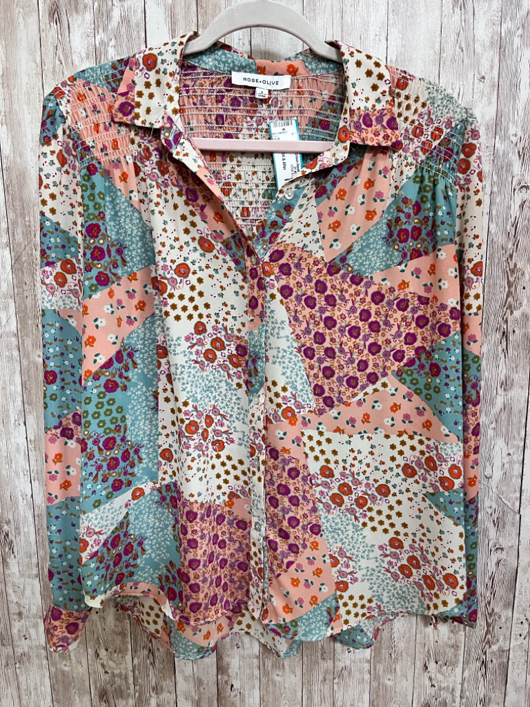 Size S ROSE & OLIVE Beige Print Top