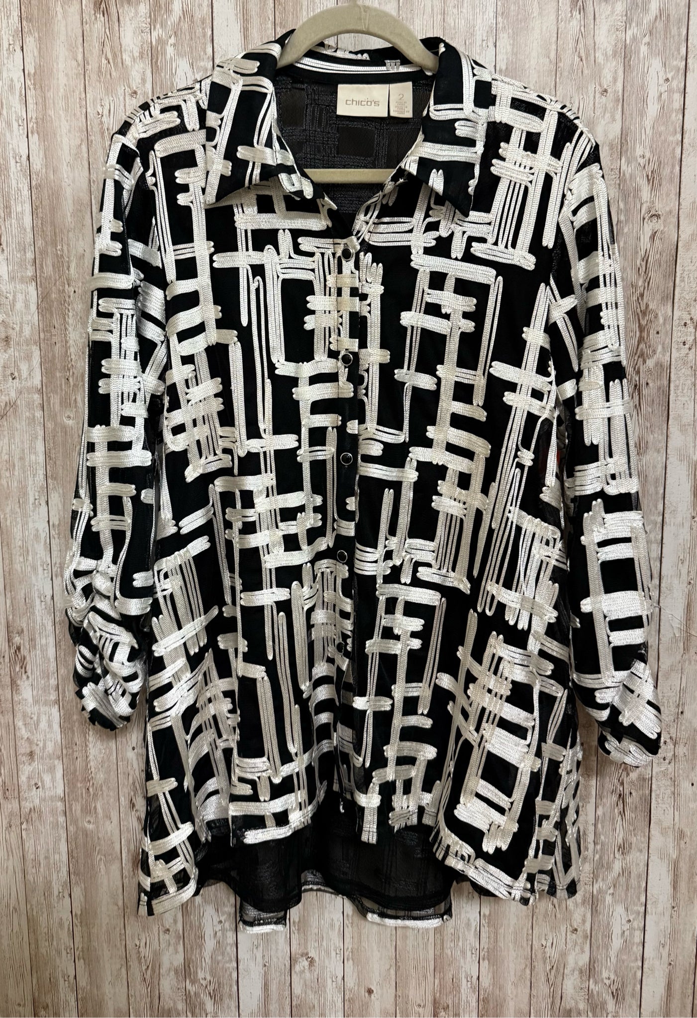 Size L CHICO'S BLACK AND WHITE Jacket