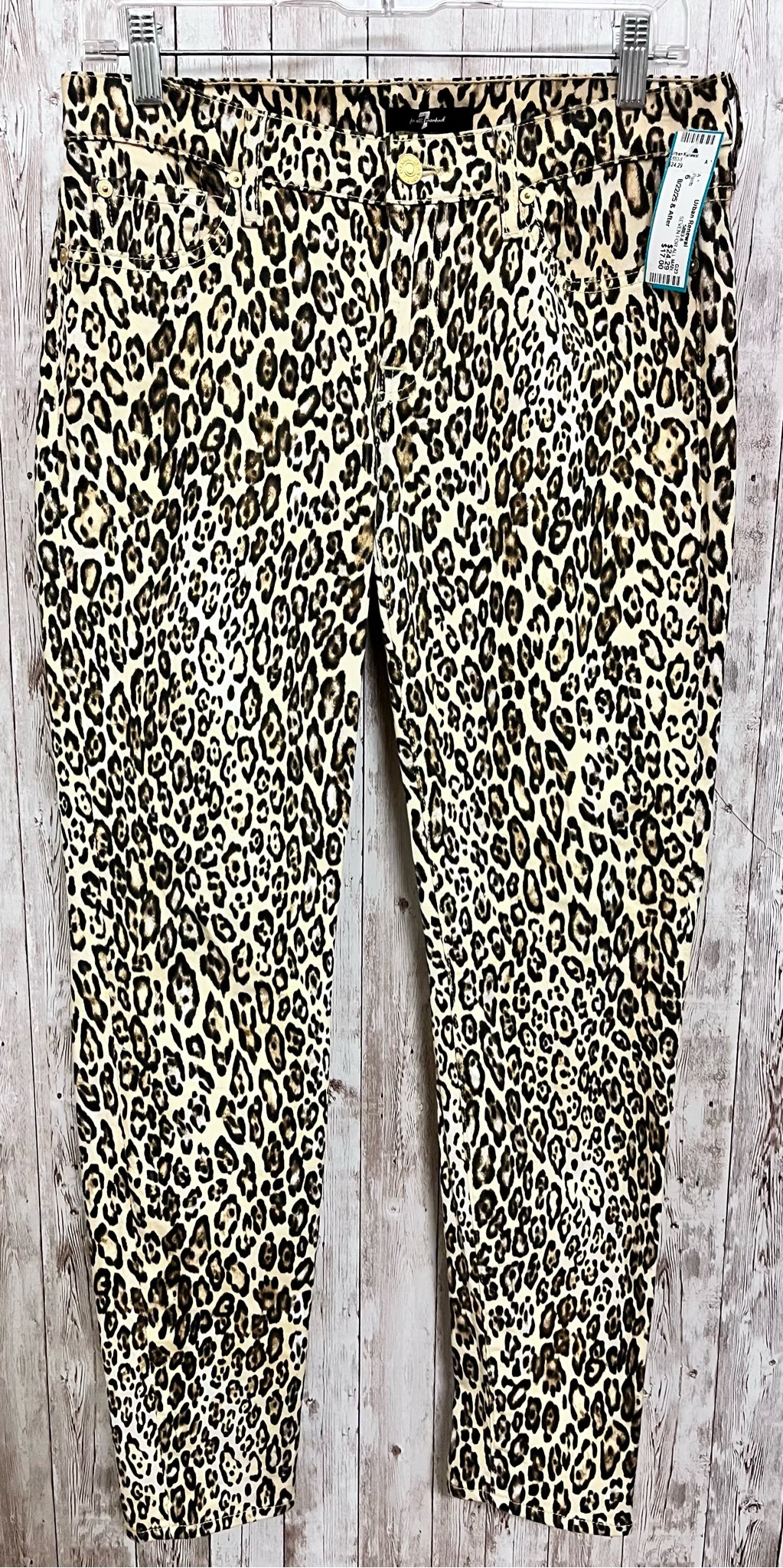 SEVEN FOR ALL MAN Size 6 BLACK AND TAN Pants