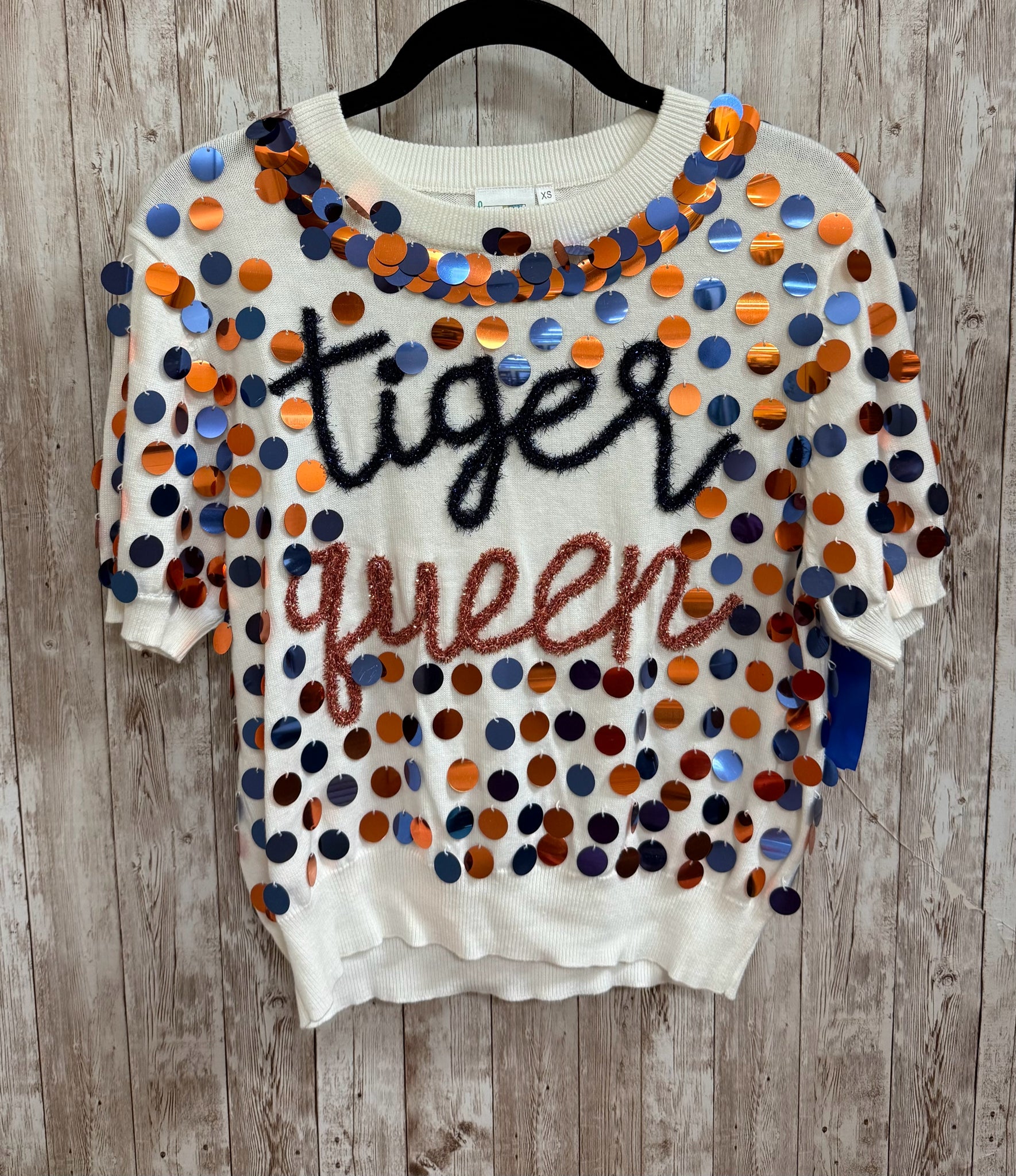 Size XS QUEEN OF SPARKLES BEIGE MULTI Top