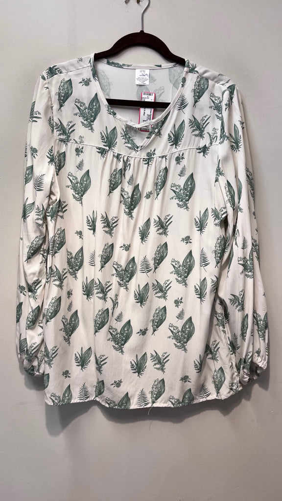 Size L NO DESIGN CREAM AND GREEN FLORAL Top