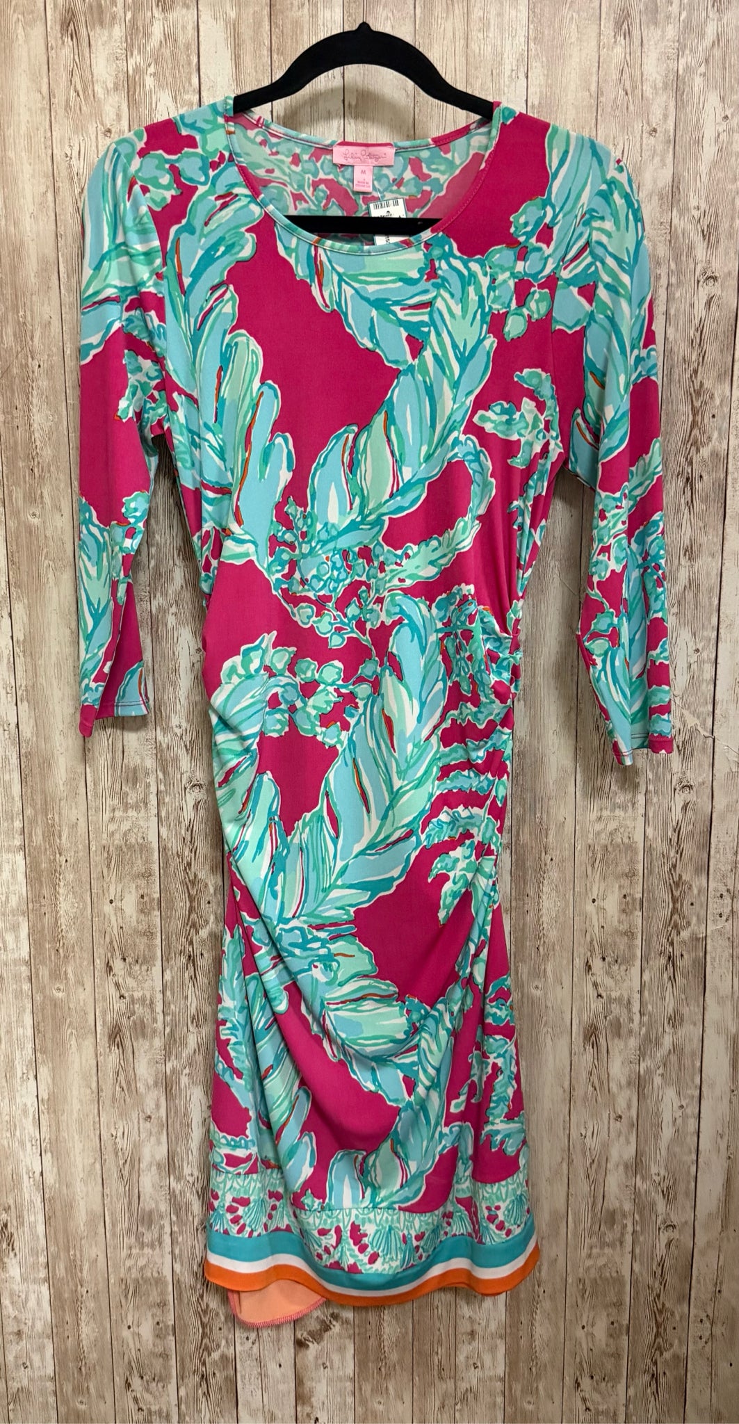 LILLY PULITZER Size M PINK AND AQUA PRINT Dress