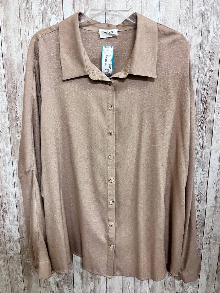 ANDRE Size 1X Tan Blouse