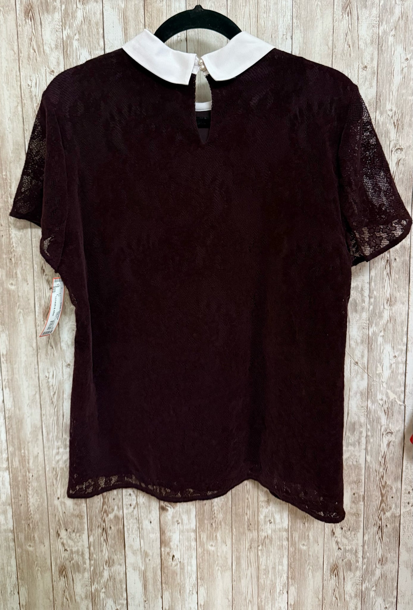 KARL LAGERFELD Size L BURGUNDY AND WHITE FLORAL Top