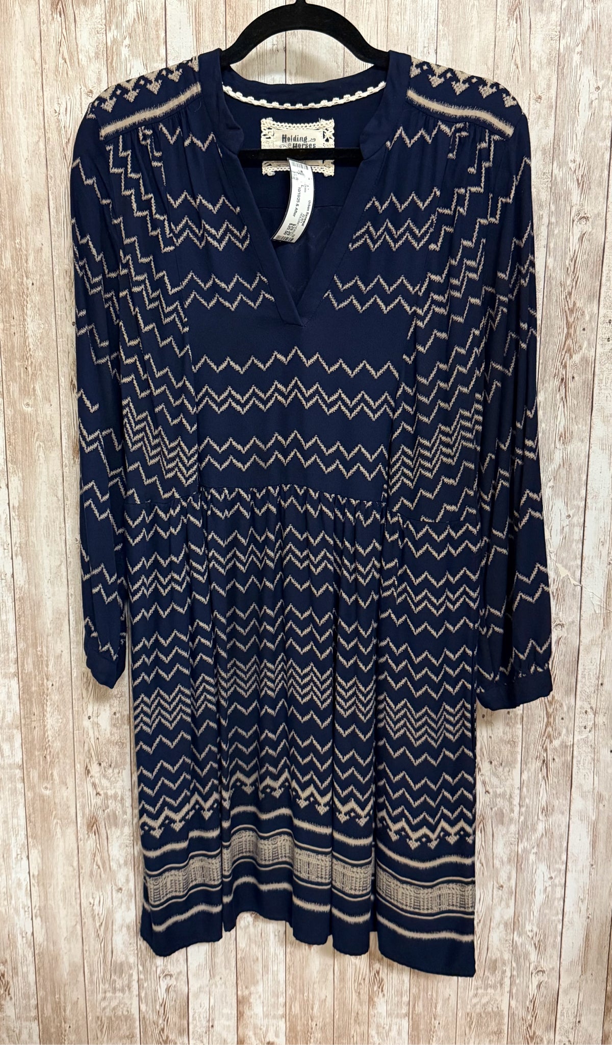 Size L HOLDING HORSES Navy Dress