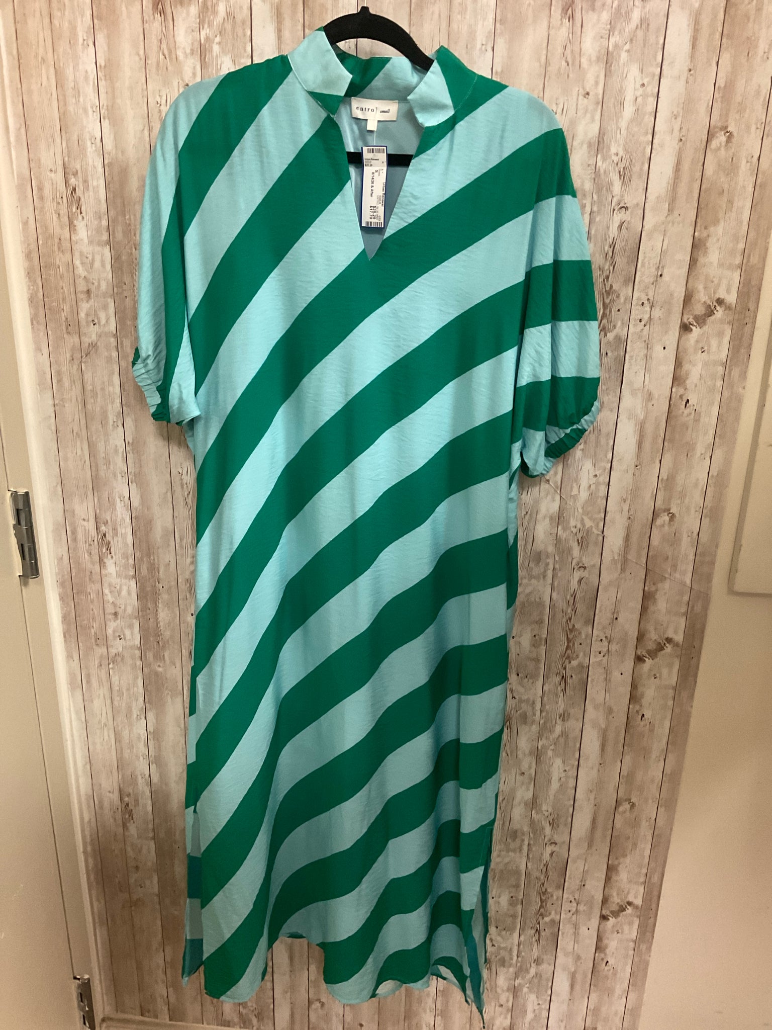 Size S ENTRO BLUE AND GREEN STRIPE Dress