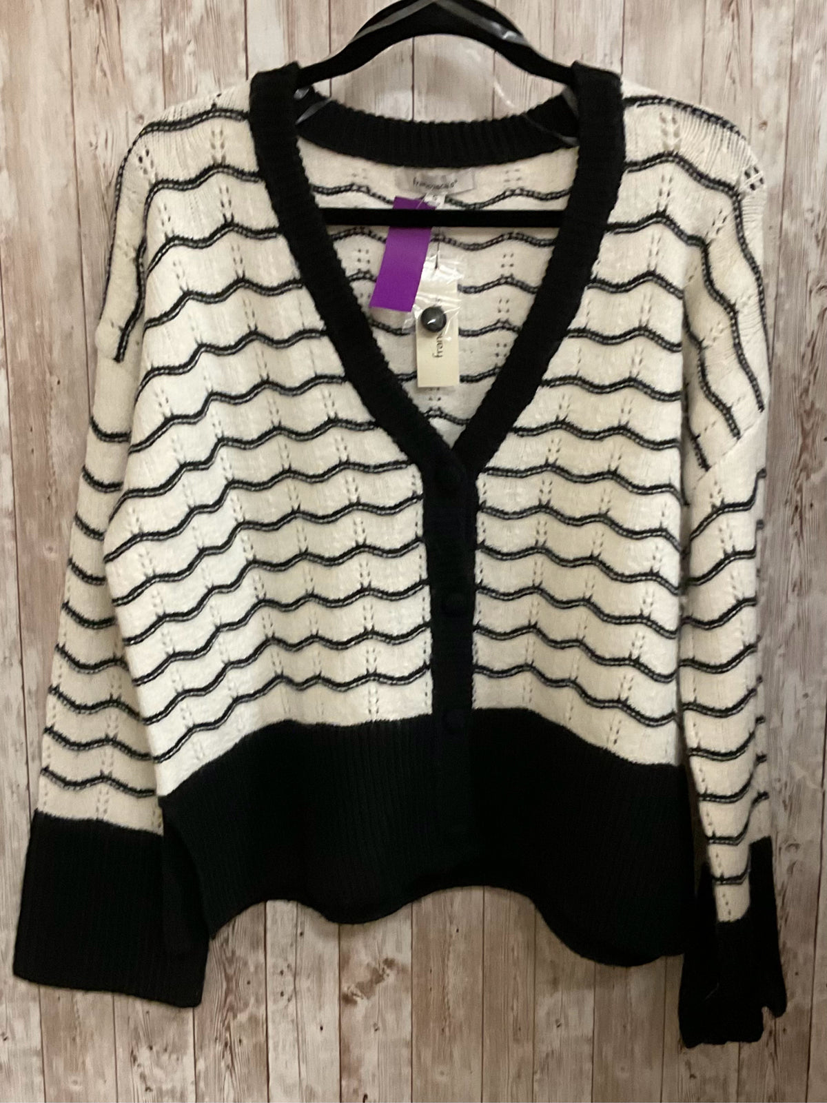 Size S FRANCESCA'S BEIGE AND BLACK Cardigan