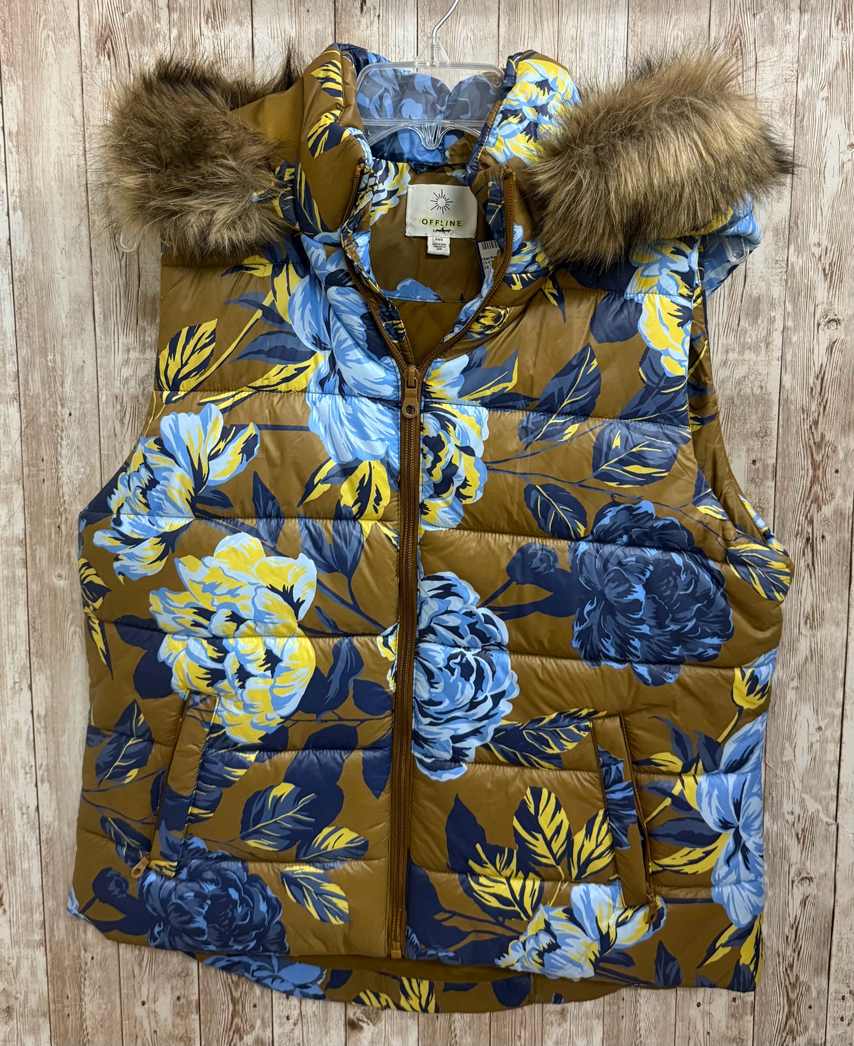 Size M OFFLINE BROWN AND BLUE FLORAL Vest