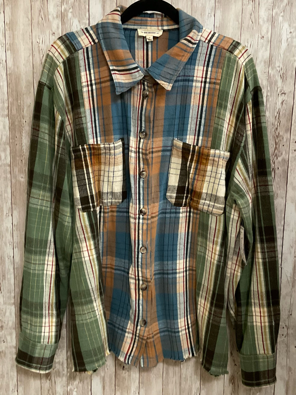 Size M EE:SOME MULTI COLOR PLAID Top