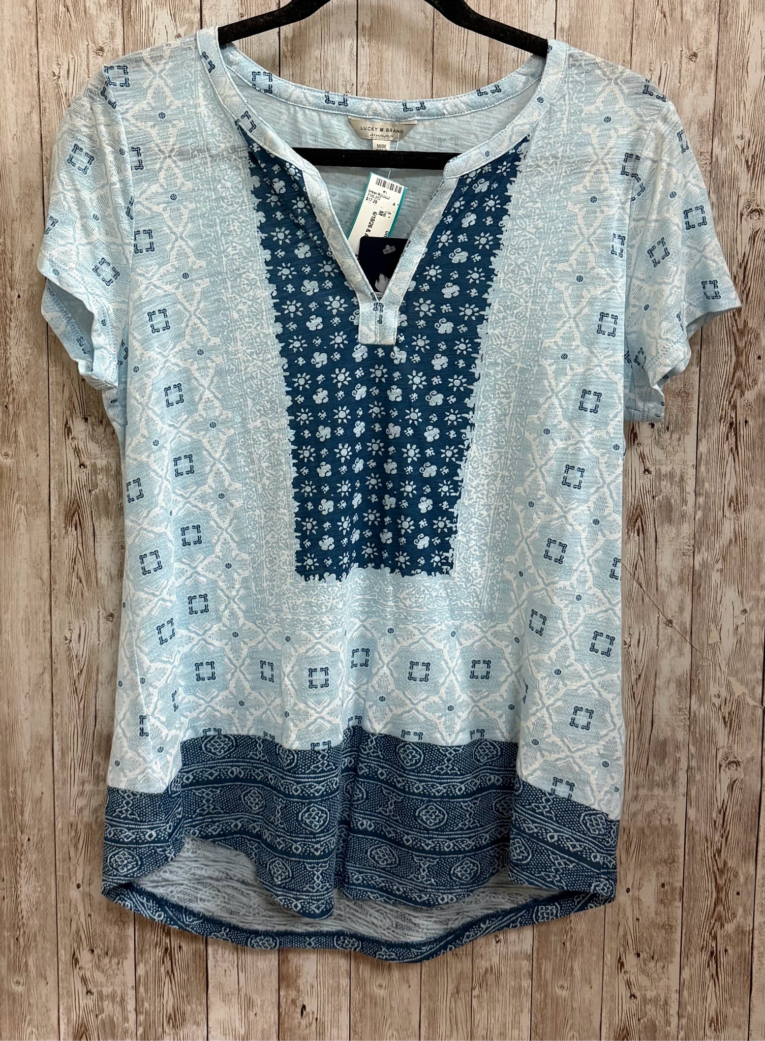 Size M LUCKY BRAND LIGHT BLUE PRINT Top
