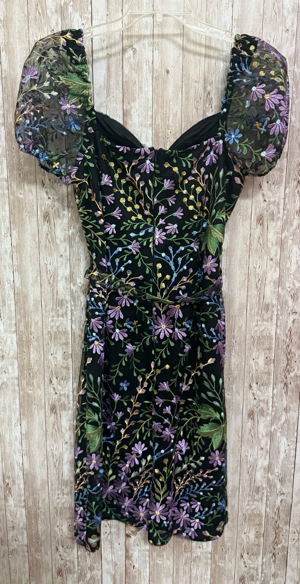 KENSIE Size 14 BLACK AND PURPLE FLORAL Dress