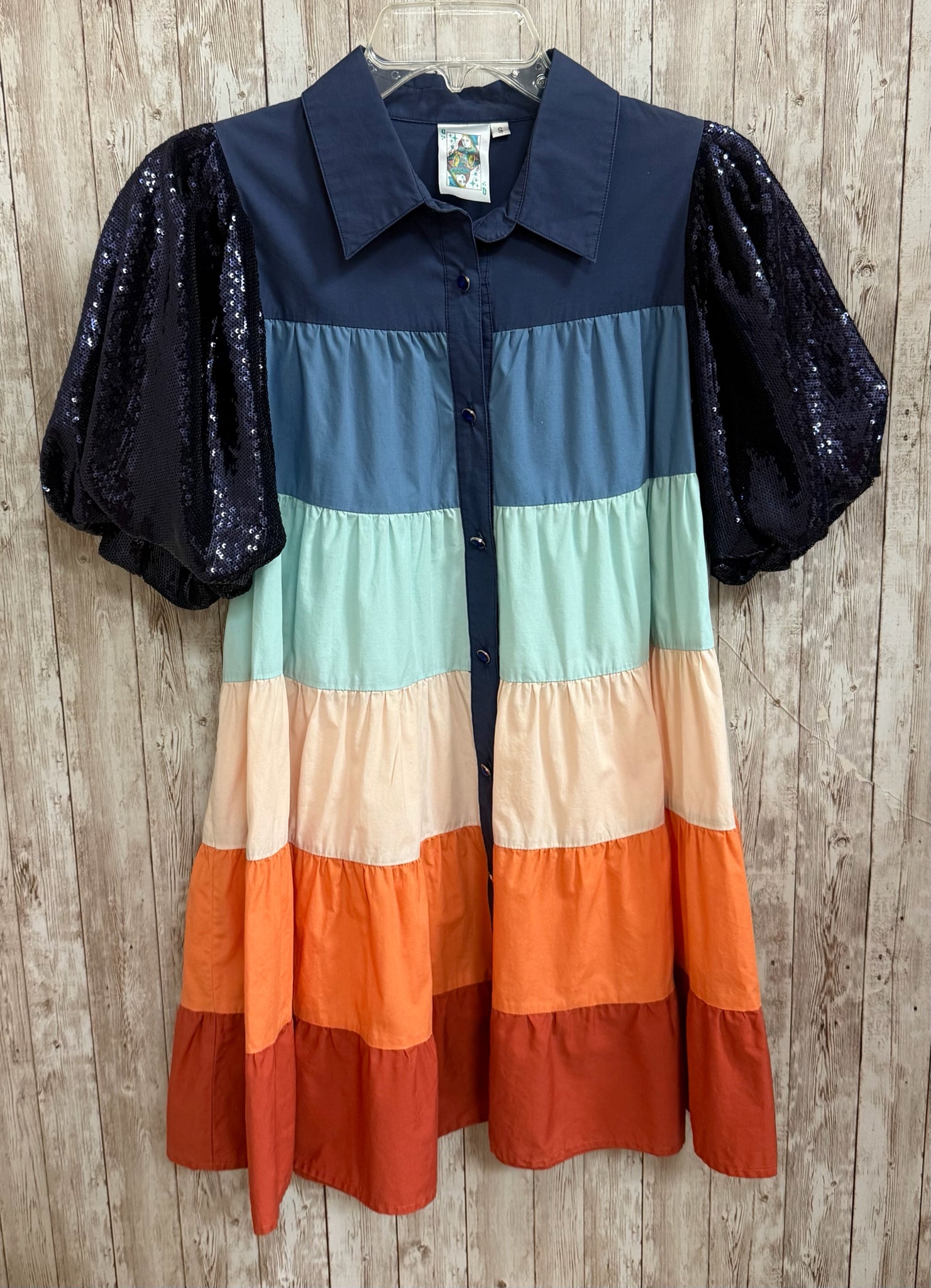 Size S QUEEN OF SPARKLES BLUE MULTI Dress
