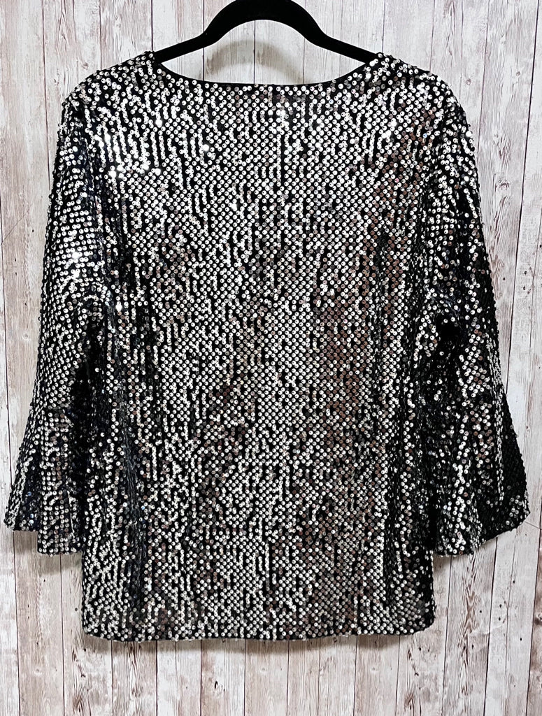 CHICO'S Size L SILVER AND BLACK Top